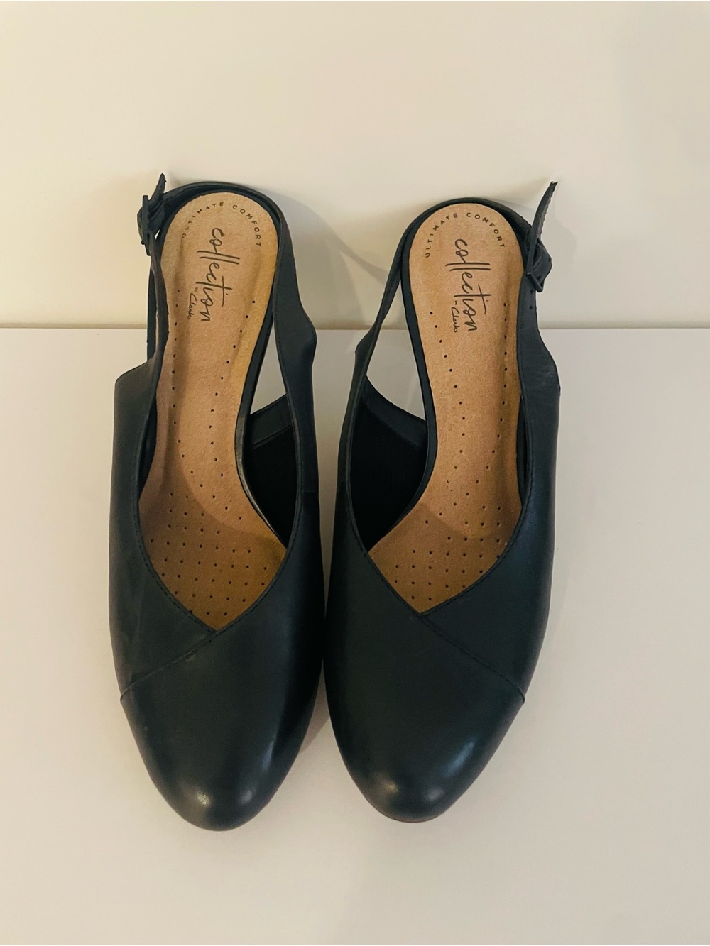 Black Leather Slingback Mules